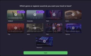 Screen shot of Genre screen