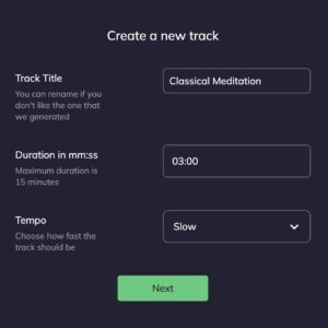 'Create a new track' screen shot