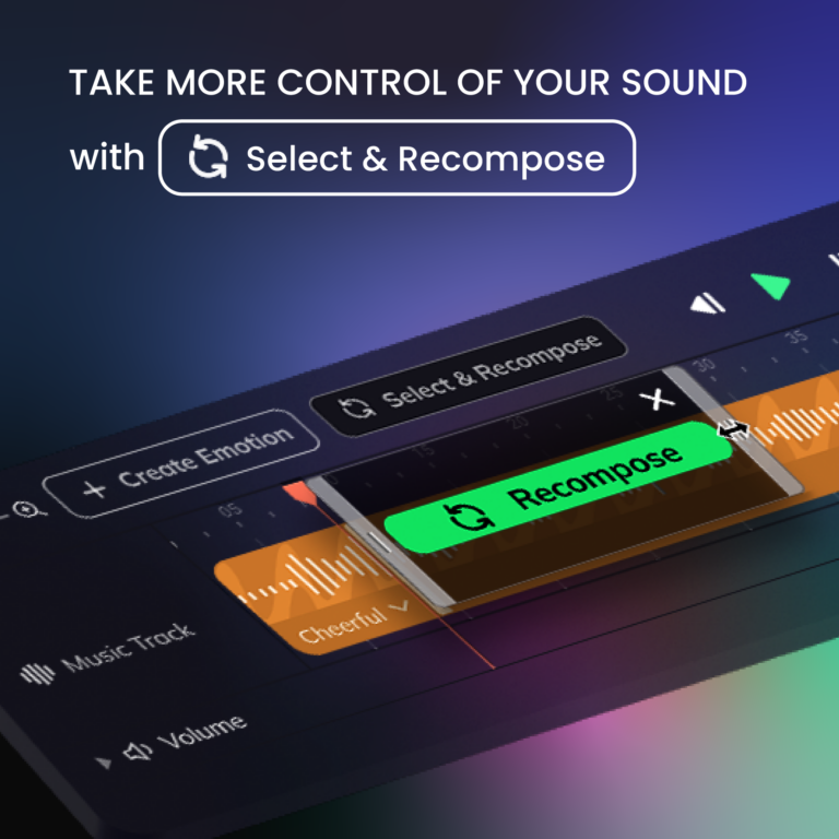 Banner for 'Select & recompose', a Beatoven.ai feature